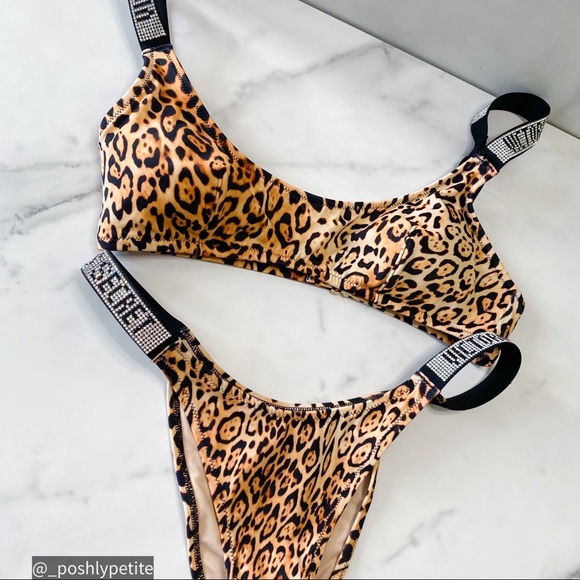 Victoria Secret scoop bra bikini cheetah animal print set - Picture 3 of 11